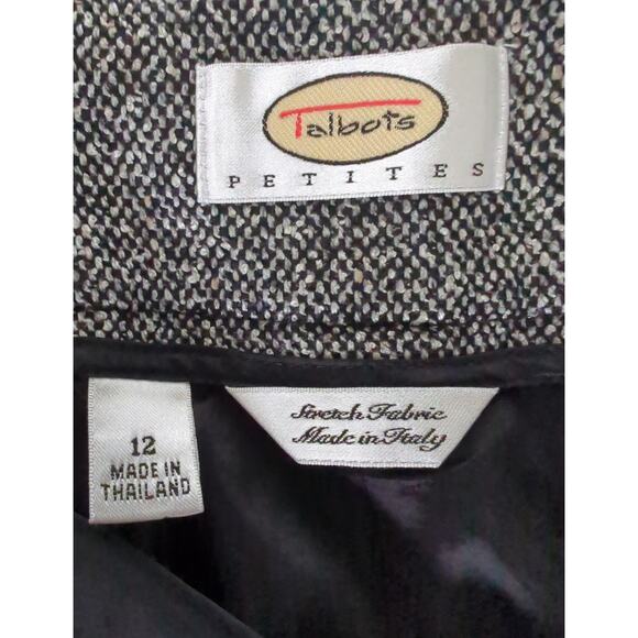 Talbots Petites Italian Black White Wool blend Stretch Dress Pants women sze 12P - Picture 2 of 7